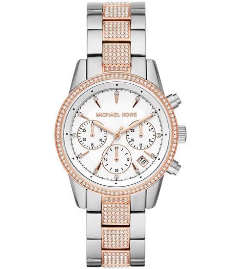 michael kors ritz pavé two tone watch|Michael Kors Women's Ritz Quartz Watch with Stainless .